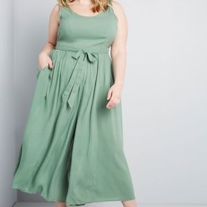 Modcloth Unbridled Enthusiasm Green Jumpsuit